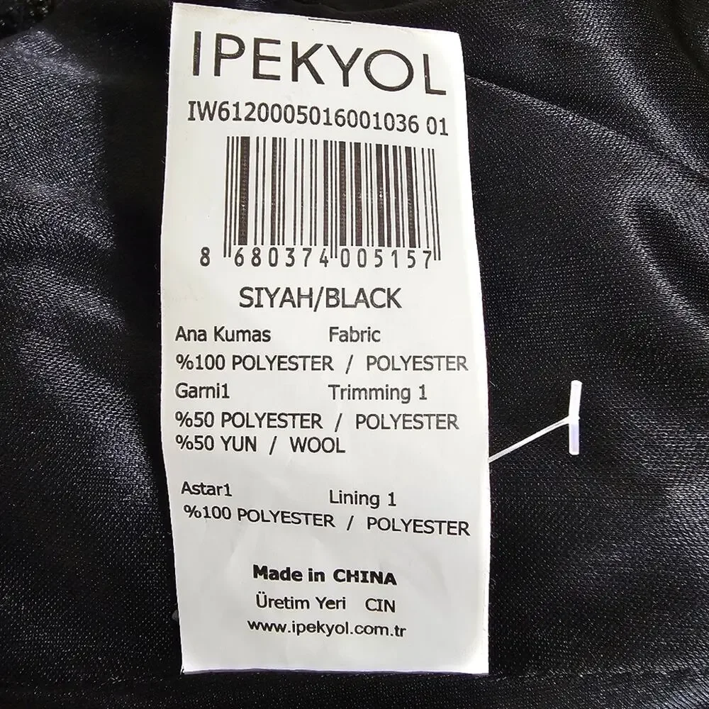 Ipekyol‎ Tweed Sparkle Wool Blend Jacket with Chain Details Black Size 6